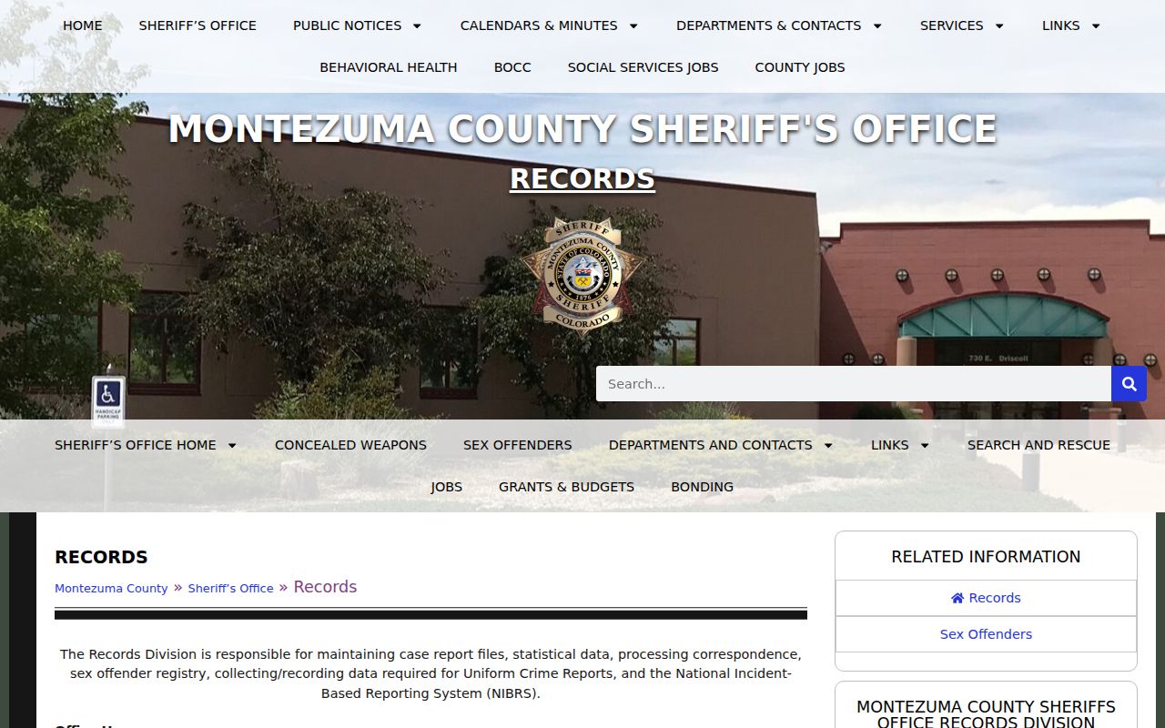 Montezuma County arrest history sheriff records office