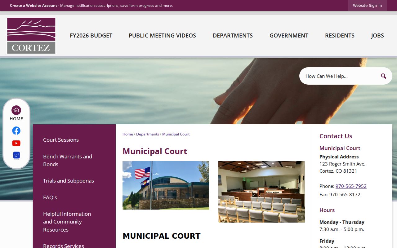 Cortez Municipal Court official information