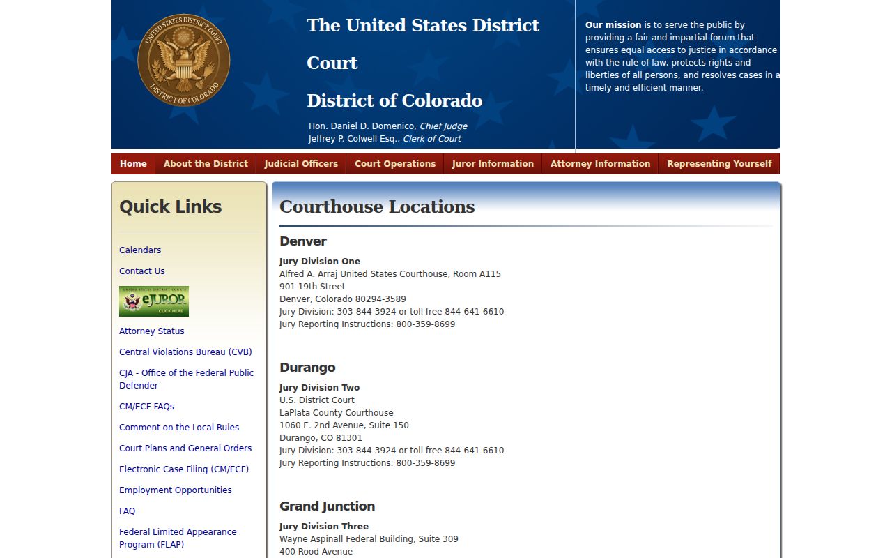 Montezuma County criminal court cases District of Colorado location