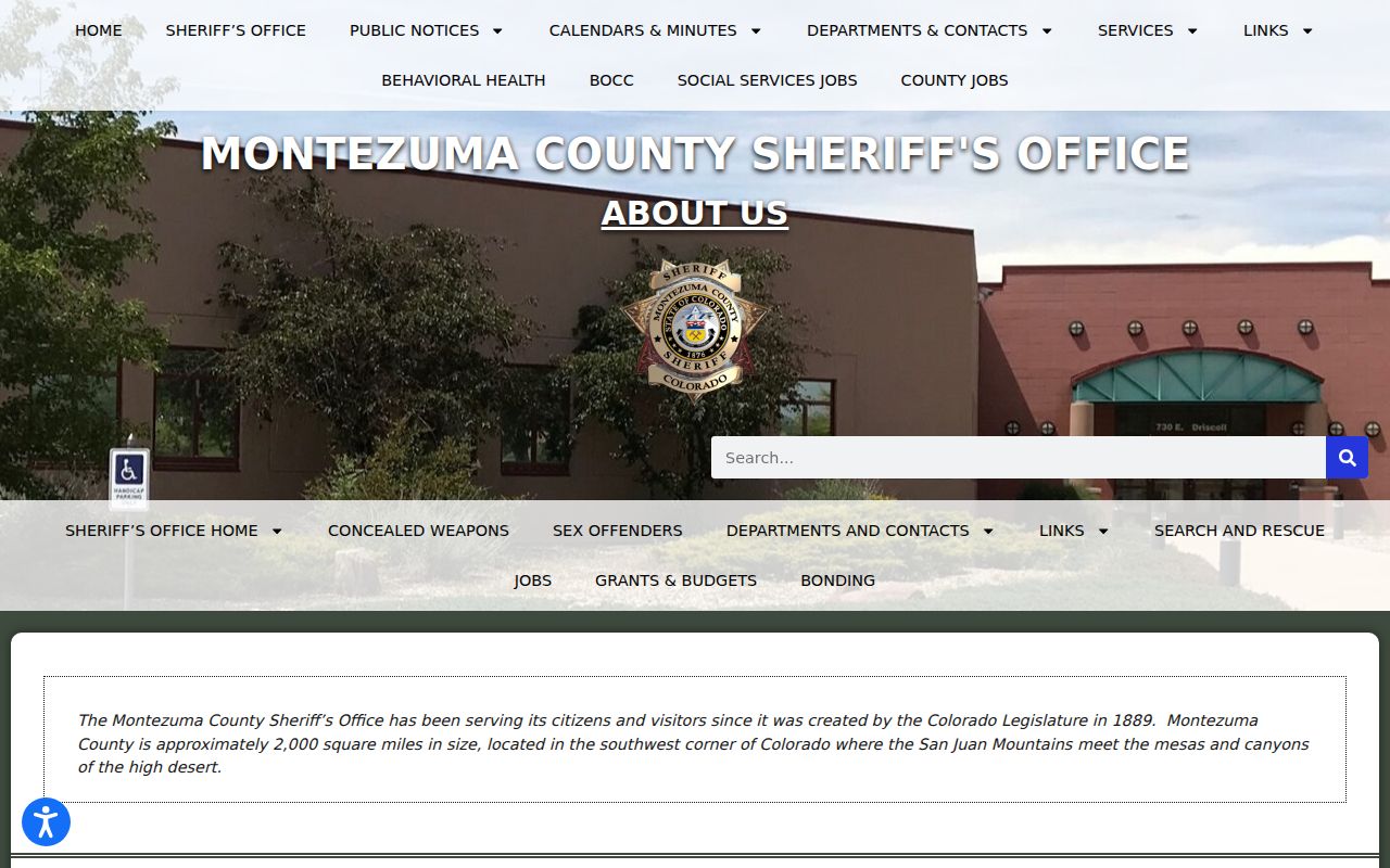 Montezuma County Sheriff's Office information for local criminal records