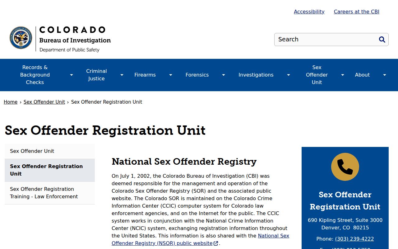 Montezuma County sex offender check CBI registration unit
