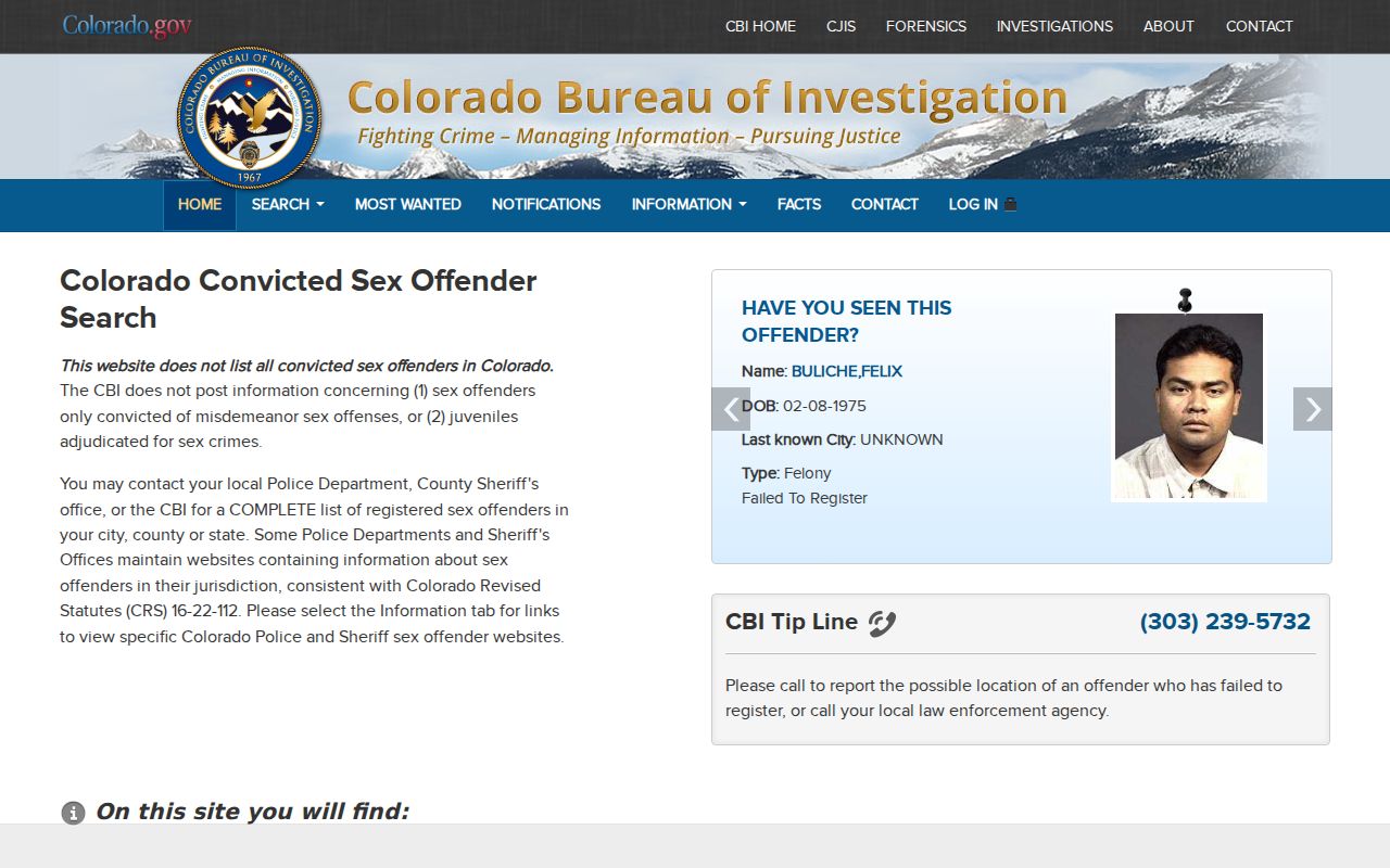 Montezuma County sex offender check Colorado Registry search